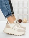 Pantofi Sport Dama cu Platforma 3596 BEIGE | MEI