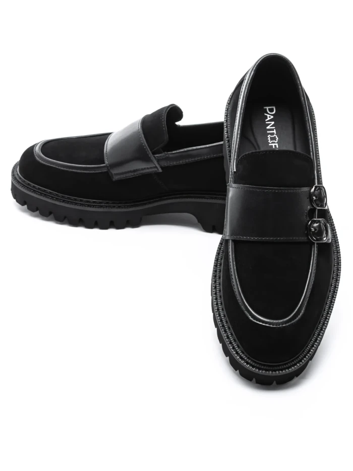 Pantofi Casual Barbati din piele naturala 5NXE66 BLACK | PANTOFUL
