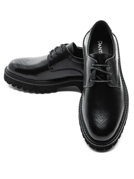 Pantofi Casual Barbati din piele naturala 5NXE68 BLACK | PANTOFUL
