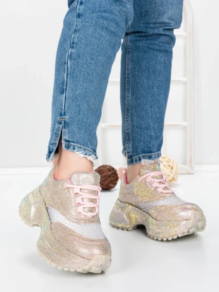 Pantofi Sport Dama cu Platforma 5WL109 PINK | MEI
