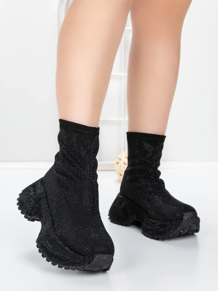 Pantofi Sport Dama cu Platforma 5WL110 BLACK | MEI