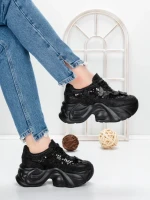 Pantofi Sport Dama cu Platforma 5WL112 BLACK | MEI