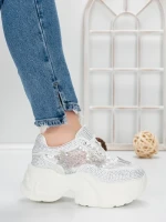Pantofi Sport Dama cu Platforma 5WL112 WHITE | MEI