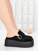 Papuci Dama cu Platforma 5WL113 BLACK | MEI