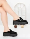 Papuci Dama cu Platforma 5WL113 BLACK | MEI