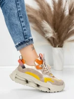 Pantofi Sport Dama din piele naturala 36868-1 YELLOW | ADVANCER