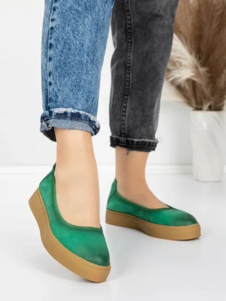 Balerini Dama din piele naturala N3301 GREEN | ADVANCER