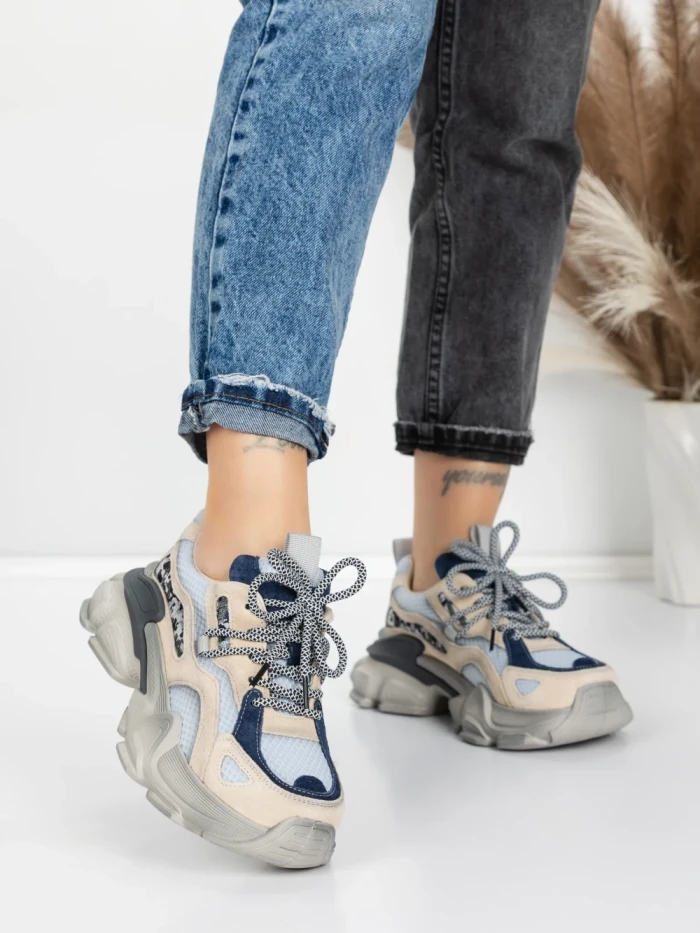 Pantofi Sport Dama din piele naturala Y5757-1 BLUE | ADVANCER