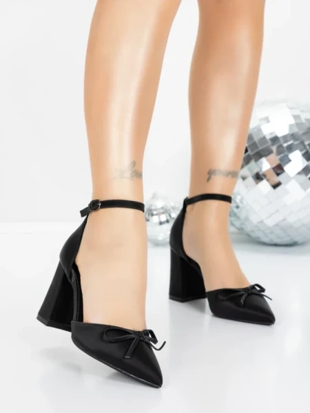 Pantofi cu Toc Gros 5XKK85 BLACK | MEI