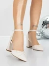 Pantofi cu Toc Gros 5XKK85 BEIGE | MEI