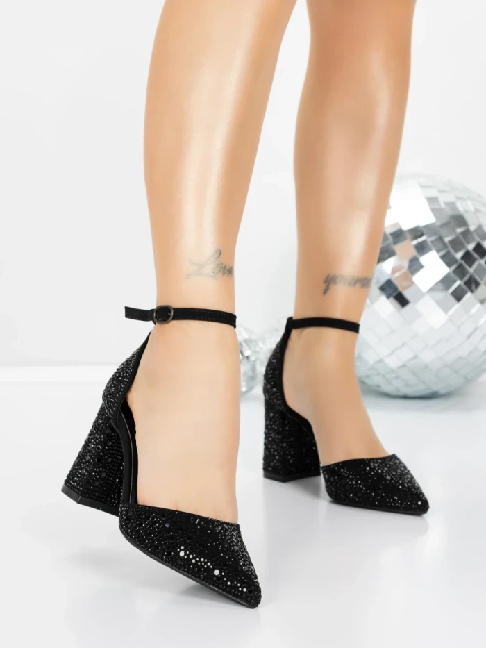 Pantofi cu Toc Gros 5XKK76 BLACK | MEI