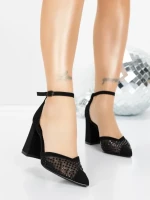 Pantofi cu Toc Gros 5XKK83 BLACK | MEI