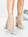 Pantofi cu Toc Gros 5XKK83 SILVER | MEI