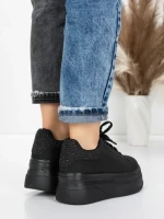 Pantofi Sport Dama cu Platforma 5WL118 BLACK-WHITE | MEI