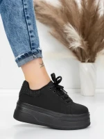 Pantofi Sport Dama cu Platforma 5WL118 BLACK-WHITE | MEI