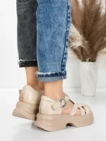 Sandale Dama din piele naturala 10668 CREAM | ADVANCER