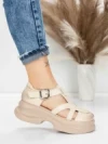 Sandale Dama din piele naturala 10668 CREAM | ADVANCER