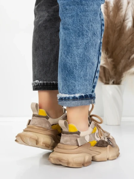Pantofi Sport Dama din piele naturala Y5759-1 APRICOT | ADVANCER