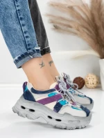 Pantofi Sport Dama din piele naturala HY2986 CREAM-PURPLE | FRANCO GERARDO