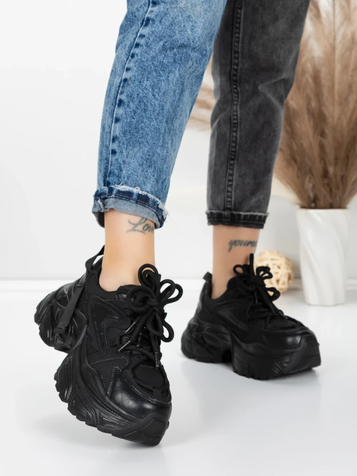 Pantofi Sport Dama din piele naturala 918-1 BLACK | FRANCO GERARDO