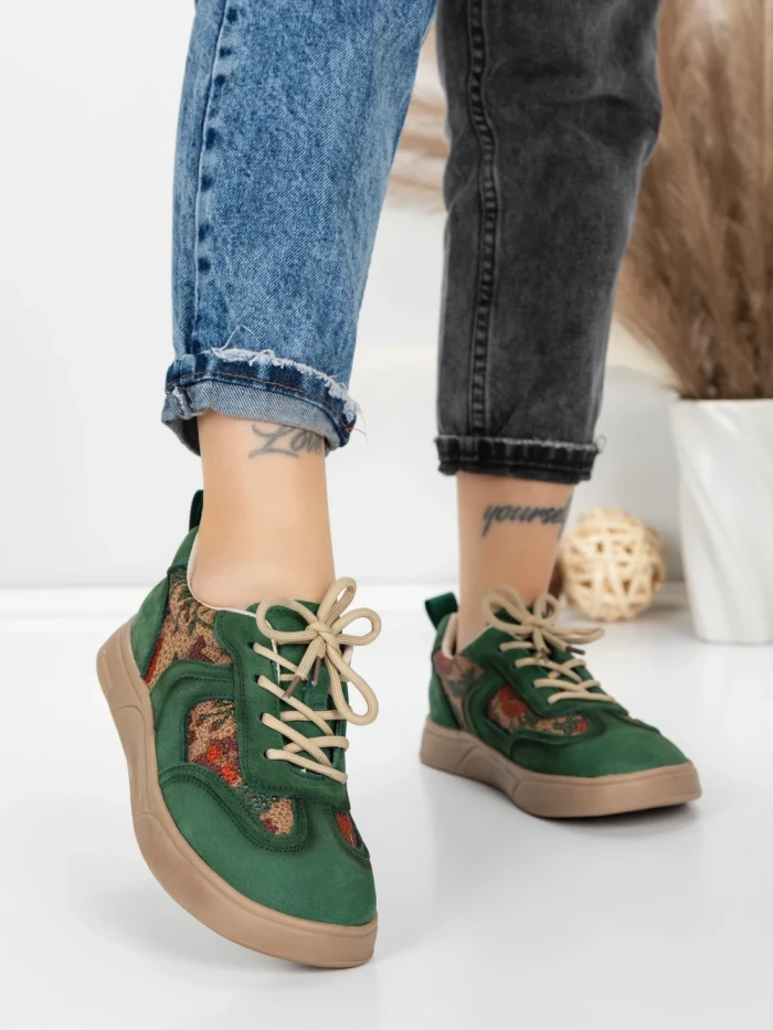 Pantofi Sport Dama din piele naturala 2536 GREEN | FRANCO GERARDO
