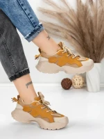 Pantofi Sport Dama din piele naturala 7110 YELLOW-CREAM | FRANCO GERARDO