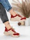 Pantofi Sport Dama din piele naturala 7109 RED-CREAM | FRANCO GERARDO