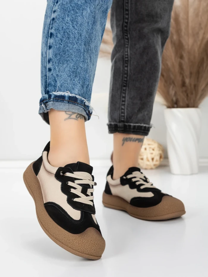 Pantofi Sport Dama din piele naturala 65852 BLACK | FRANCO GERARDO