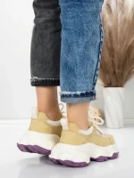 Pantofi Sport Dama din piele naturala HY1333 GREEN-CREAM | FRANCO GERARDO