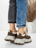 Pantofi Sport Dama din piele naturala HY1333 COFFEE-CREAM | FRANCO GERARDO