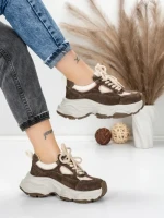 Pantofi Sport Dama din piele naturala HY1333 COFFEE-CREAM | FRANCO GERARDO