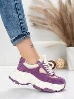 Pantofi Sport Dama din piele naturala HY1333 PURPLE-CREAM | FRANCO GERARDO