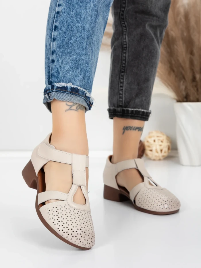 Sandale Dama din piele naturala 1171 CREAM | FORMATIONE