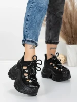 Pantofi Sport Dama cu Platforma 0897-33 BLACK | MEI