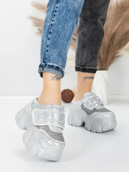 Pantofi Sport Dama cu Platforma 569-67 SILVER | MEI