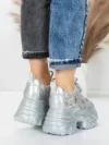 Pantofi Sport Dama cu Platforma 6166-95 SILVER | MEI