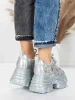 Pantofi Sport Dama cu Platforma 6166-95 SILVER | MEI