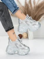 Pantofi Sport Dama cu Platforma 6166-95 SILVER | MEI