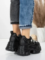 Pantofi Sport Dama cu Platforma 6166-80 BLACK | MEI