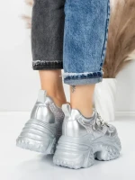 Pantofi Sport Dama cu Platforma 6166-80 SILVER | MEI