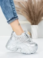 Pantofi Sport Dama cu Platforma 6166-88 SILVER | MEI
