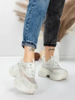 Pantofi Sport Dama cu Platforma 6968-1 WHITE | MEI