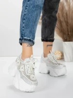 Pantofi Sport Dama cu Platforma 6166-87 WHITE | MEI