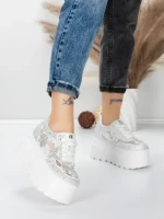 Pantofi Sport Dama cu Platforma 6208-36 WHITE | MEI