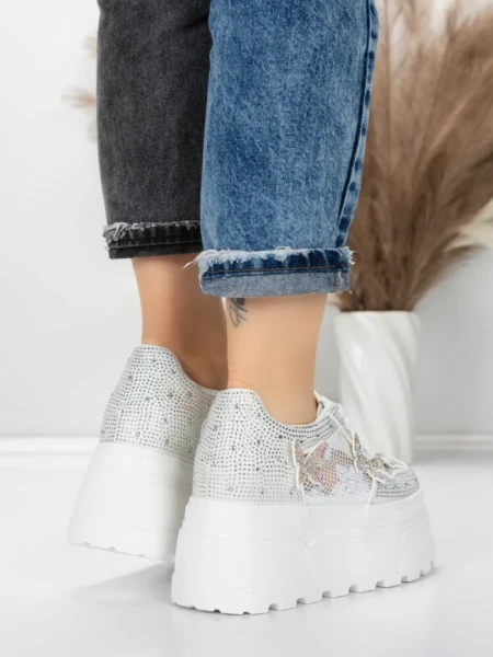 Pantofi Sport Dama cu Platforma 6208-36 WHITE | MEI