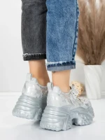 Pantofi Sport Dama cu Platforma 6166-105 SILVER | MEI