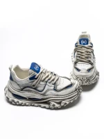 Pantofi Sport Barbati din piele naturala 95932 WHITE-BLUE | ADVANCER