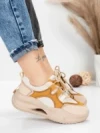 Pantofi Sport Dama din piele naturala 2577 CREAM-YELLOW | FRANCO GERARDO