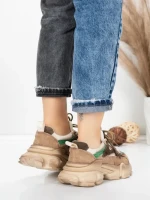 Pantofi Sport Dama din piele naturala HY5798 BROWN-GREEN | FRANCO GERARDO