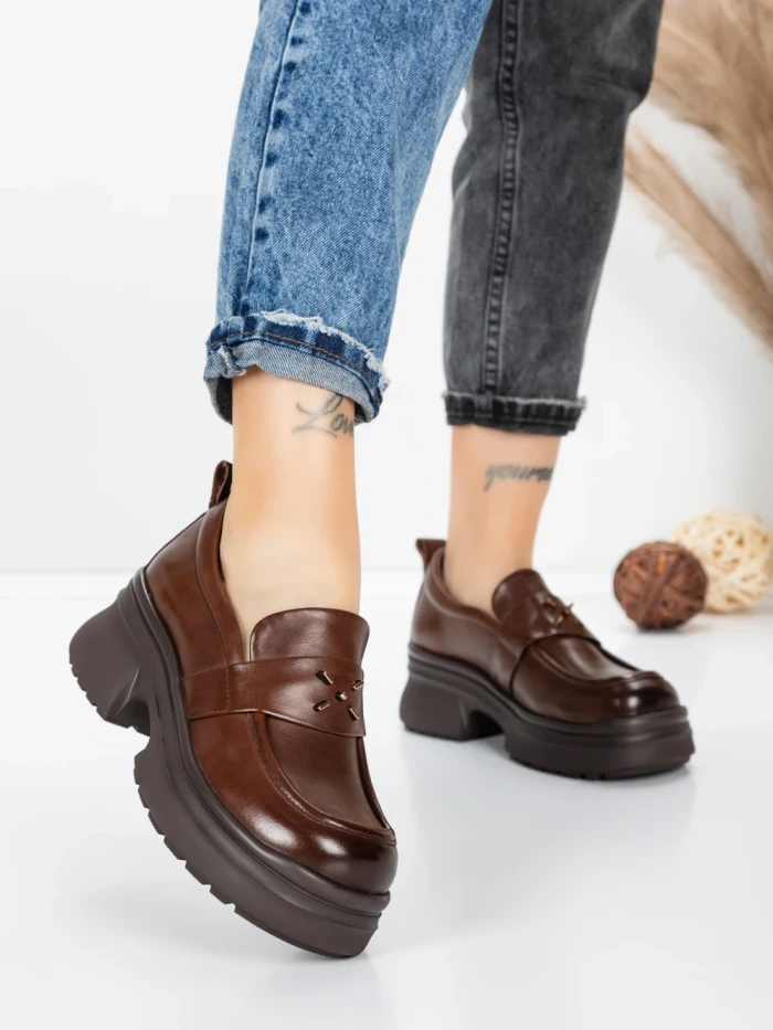 Pantofi Casual Dama din piele naturala 10828 BROWN | FORMATIONE